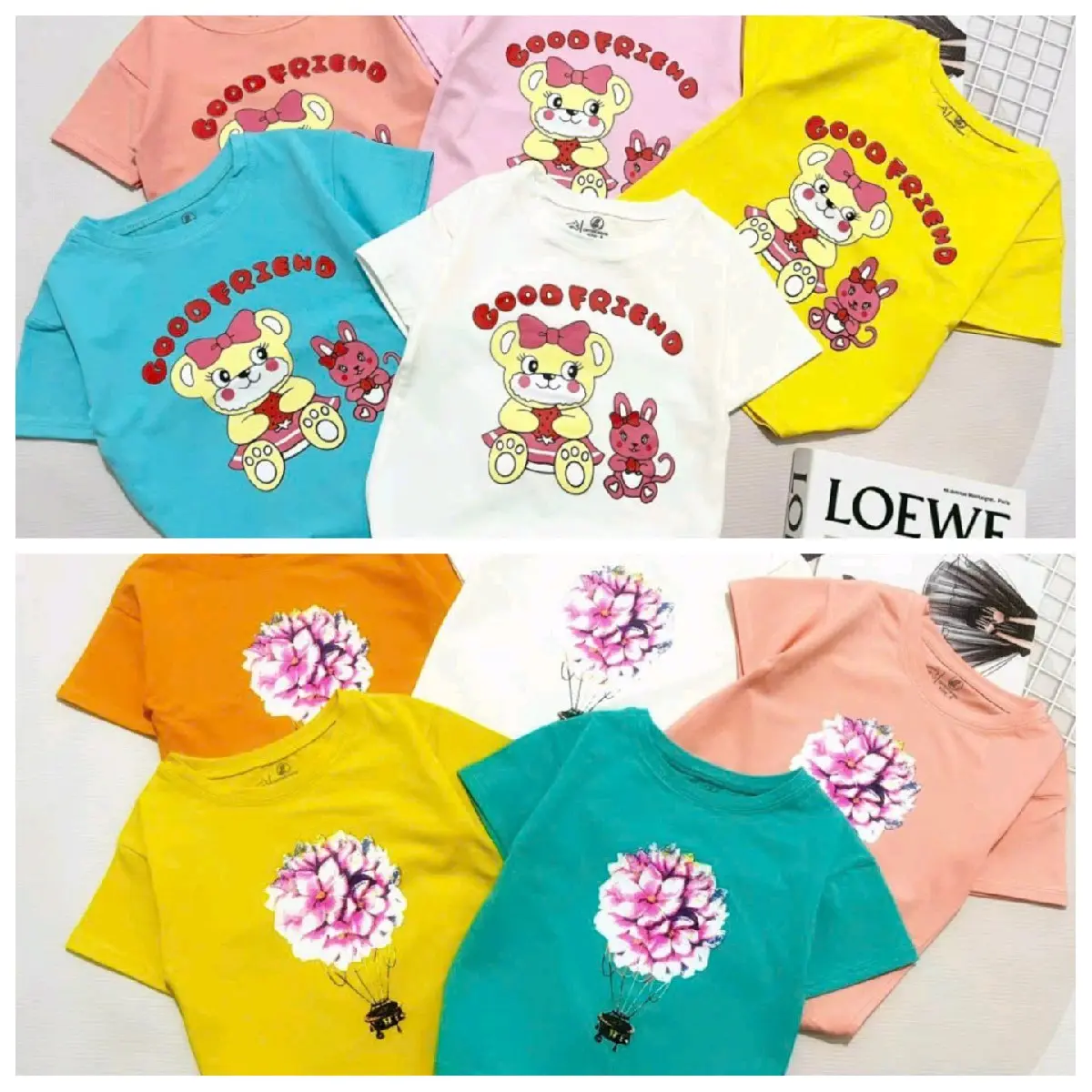 Com bo 3 áo bé gái chất cotton đẹp size cho bé từ 6-22kg