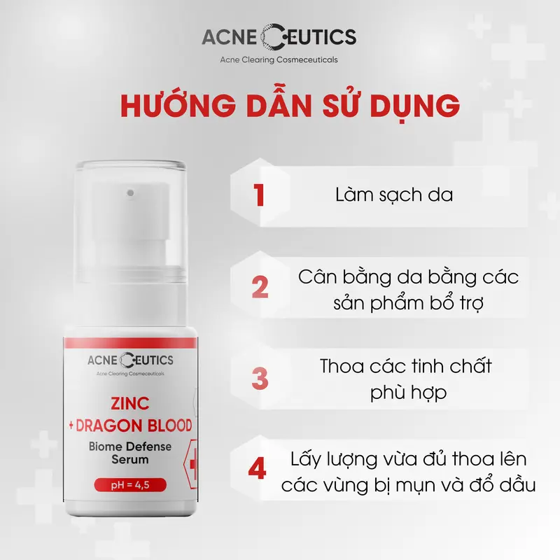 ACNECEUTICS ZINC + DRAGON BLOOD Serum Kẽm Huyết Rồng Hỗ Trợ Kiềm Dầu Và Hỗ Trợ Cải Thiện Vấn Đề Mụn (30g) 2