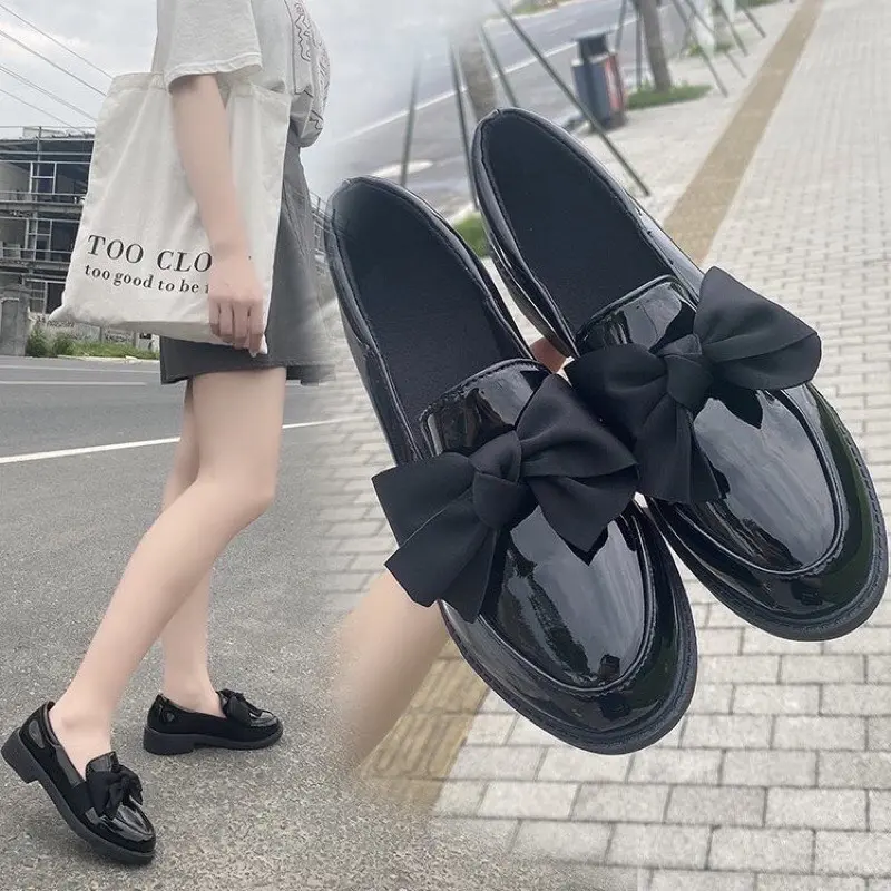 Giày Búp Bê Mũi Tròn - Giày Đốc Nữ Màu Trơn Gắn Nơ Phong Cách Hàn Quốc 94