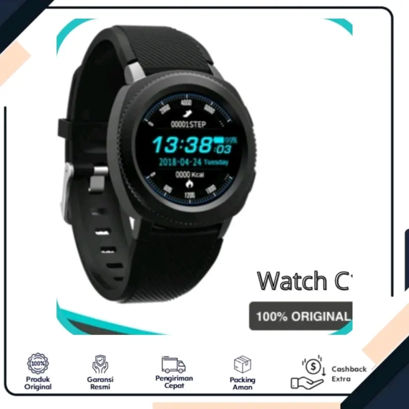 Jual Jam Tangan Smart Ware Jam Watch C1/Smartwath C1 Htam/Blue Watch ... 0