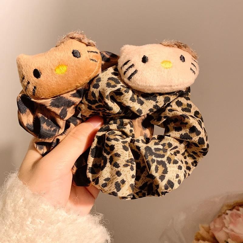 Product Introduction of Sweet and cute women's hair tie cat leopard print rubber band hair rope bun head tie ponytail hair rope fashion women's hair accessories 24
