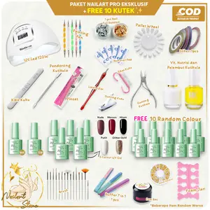 [PROMO 17 KUTEK GEL] Paket Nail Art Pro eksklusif UV Gel paket usaha Nailart Lengkap Kutek Lampu UV Manicure Pedicure