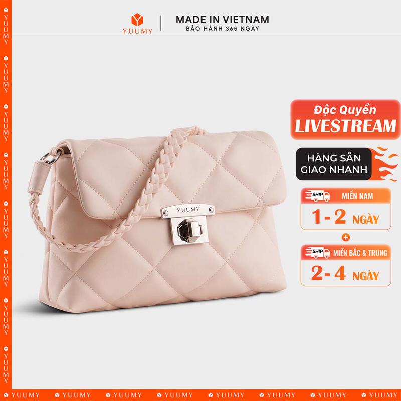 (Độc Quyền Livestream) Túi Yuumy (Thời trang nữ chần chỉ ô vuông cá tính size 24 - Túi đeo vai da Seasand YN255)