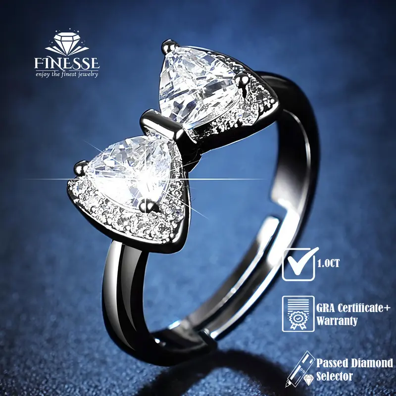 Finesse Jewelry - Cincin Silver 925 1.0CT - Jade - Perhiasan Lapis Emas 18K -Certified Moissanite 1