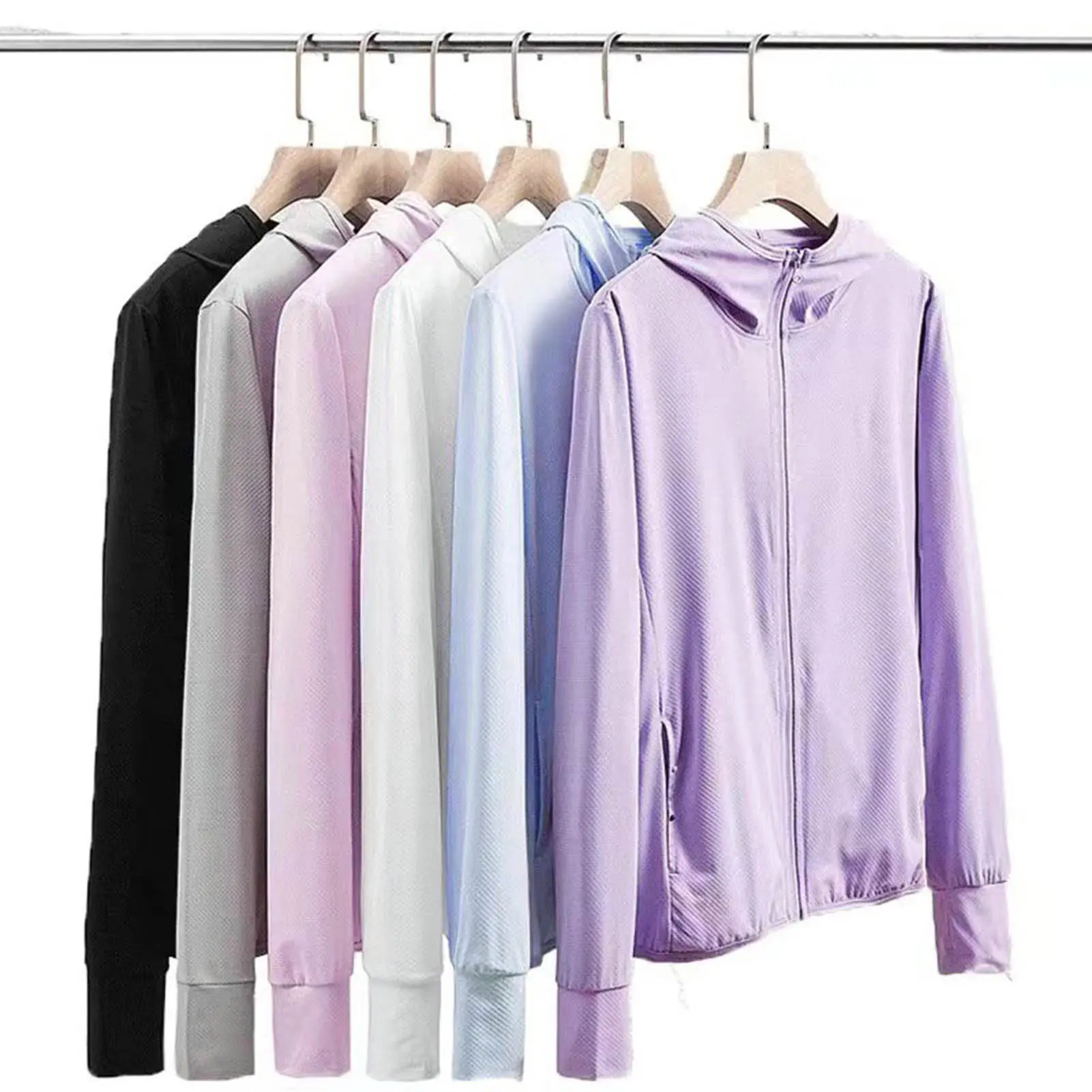Gngingy-Áo Khoác Chống Nắng Chống Tia UV Cho Nữ, Áo Khoác Đạp Xe Ngoài Trời, Dài Tay, Có Mũ, Có Khóa Kéo, Đóng Cửa, Mỏng, Nhanh Khô, Làm Mát, Che Nắng