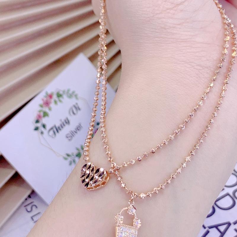 Lắc chân nữ bi phụ kiện xi vang hồng 1