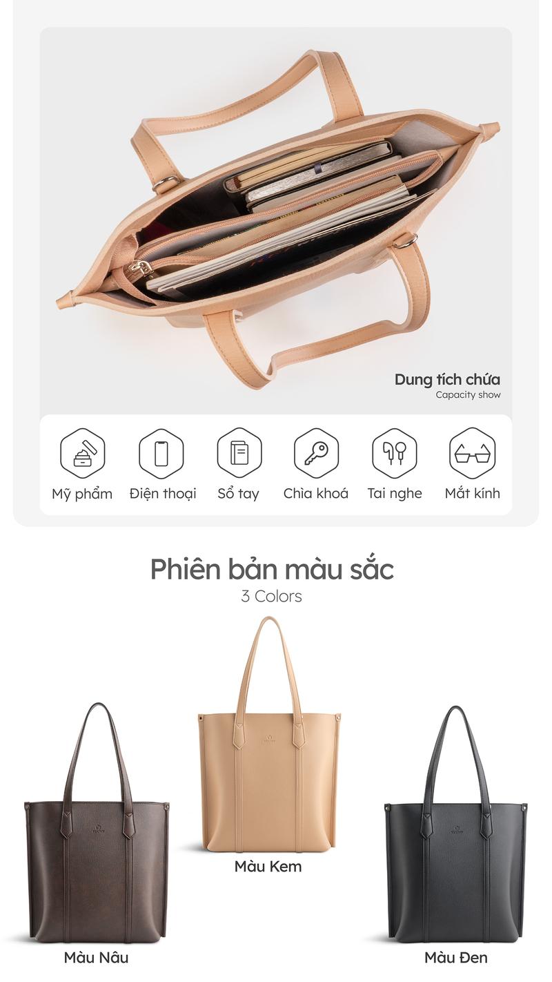 Product Introduction of Túi Yuumy (Thời trang nữ công sở dáng đứng - Túi xách da Bergen YTX55) 3
