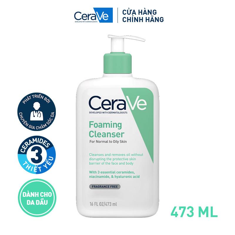 [Deal Flashsale 15.4] Sữa rửa mặt giúp làm sạch sâu dành cho da thường và da dầu Cerave Foaming Cleanser 473ML, tạo bọt làm sạch sâu dịu nhẹ và cung cấp độ ẩm cho da. Chăm sóc da_Sữa rửa mặt