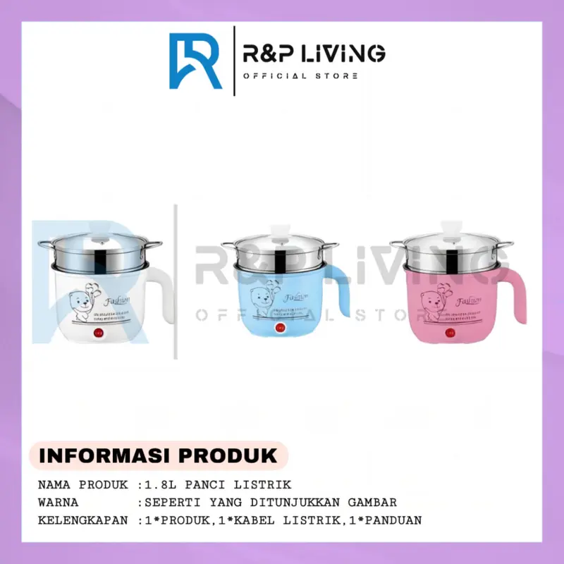 [R&P] 1.8L Panci anti lengket pengukus elektrik bebas teflon serbaguna 7