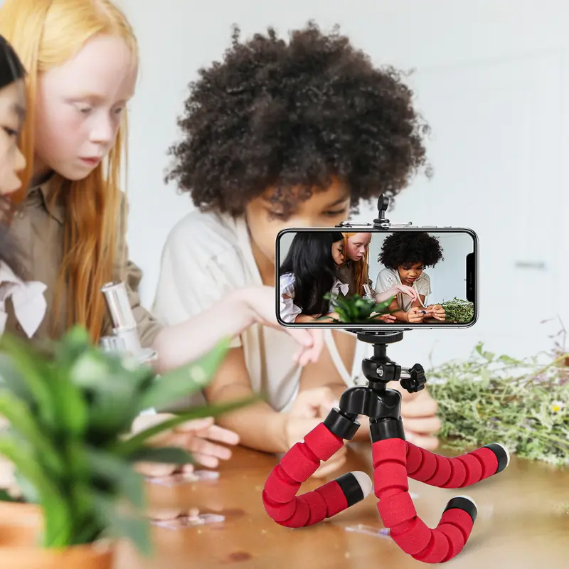 Chân Máy Ảnh Mini, Tripod Linh Hoạt, Thiết Kế Bạch Tuộc Bọt Biển, Có Thể Điều Chỉnh, Thích Hợp Cho Điện Thoại, Có Giá Đỡ Kẹp Selfie Kem 5