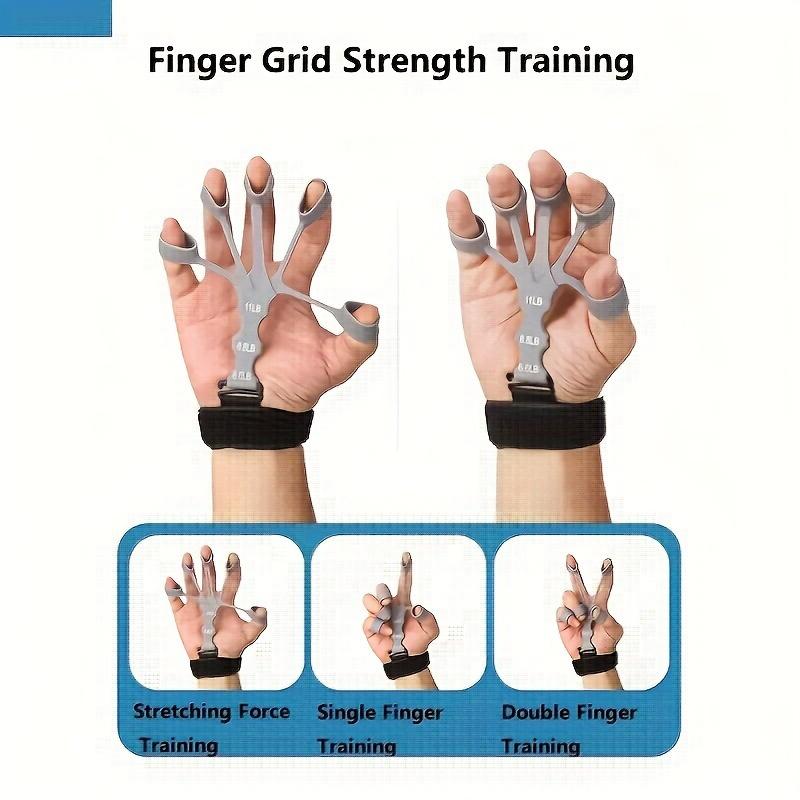 1pc Adjustable Silicone Finger Grip Strengthener - Portable Hand Exerciser with Resistance Bands for Muscle Training, Flexibility & Recovery - Black 3