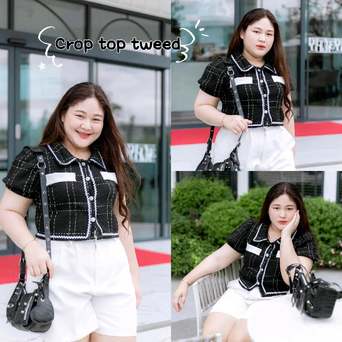 May เสื้อครอปผ้าทวิต อกหน้าผ้า 44" นิ้ว