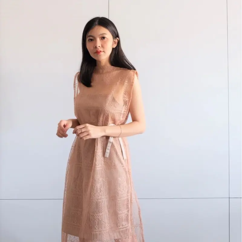 [ARELLE] - TOKYO DRESS in WHITE/ BLACK/ SAGE GREEN/ MAROON/ PEARL BLUE 2