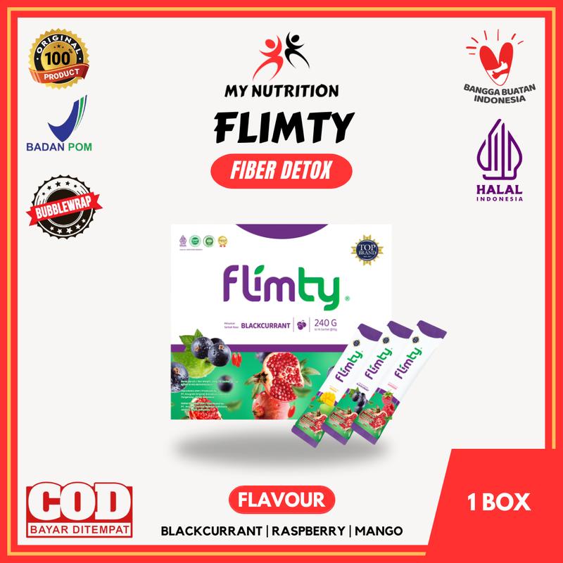 (Fiber Drink) Flimty 1 Box isi 16 Sachet Minuman Serbuk Rasa Buah ...