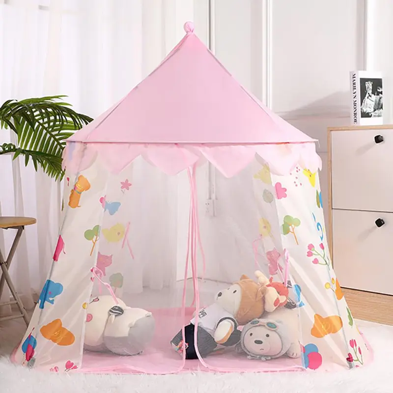 Cartoon Pattern Pop Up Tent, Foldable Princess Play Tent, Indoor Playhouse for Girls, Outdoor Camping Tent, Birthday Gift for Kids 5