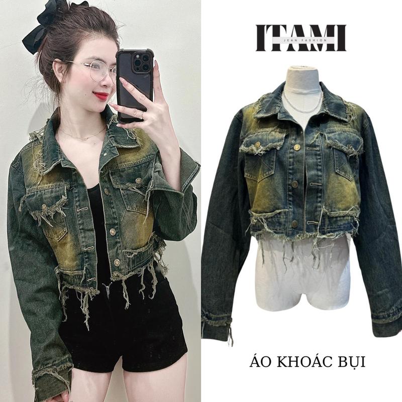 101 ÁO KHOÁC JEAN NỮ FORM LỬNG TUA RUA CÓ TÚI ÁNH BỤI VÀNG - WOMEN JEANS FASHION