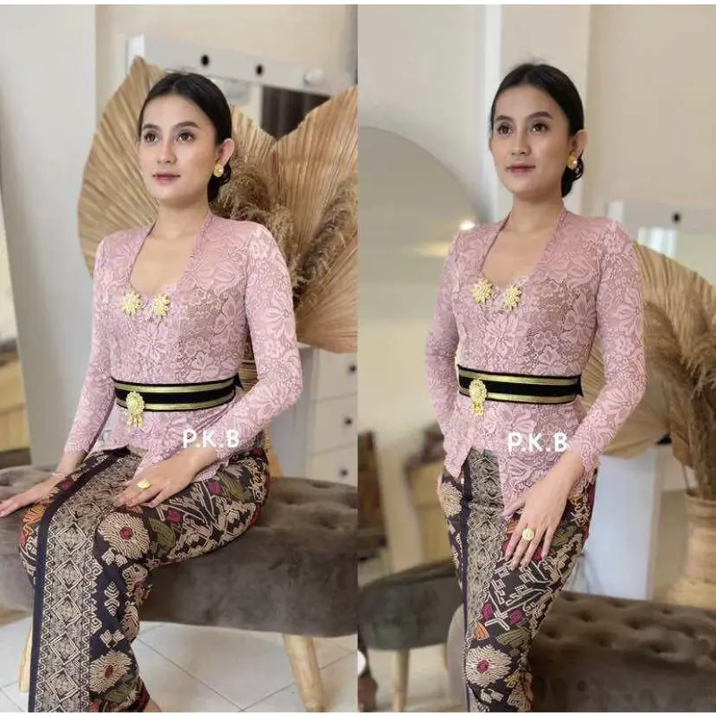 (TERLARIS KEBAYA) Kebaya brokat bali sofia strait kutubaru atasan kebaya lengan panjang tanpa kancing termurah dan terlaris 1