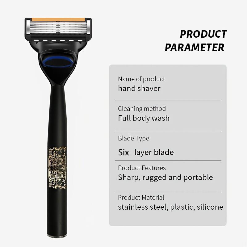Manual Razor with Replacement Blades, 1 Box Smooth Shaving Tool, Safe and Skin Friendly, Men's Shaving Tool 3