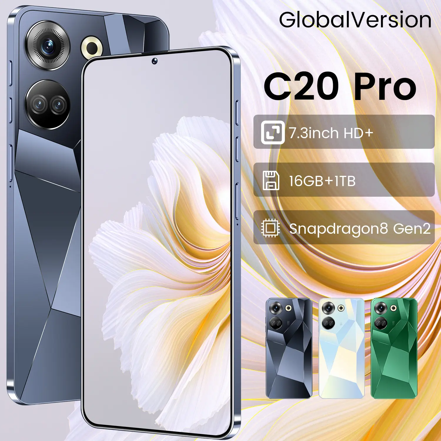 2025 New Hot Model C20 Pro In Stock Real Perforated 3+64GB 4G Android Smartphone Gaming Phone Large Memory