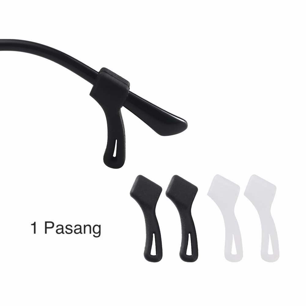 1 Pasang [ Transparan ] Pengait Kacamata Silikon - Anti Slip - Earhook Silicone - Penahan Hijab Style - KP8078