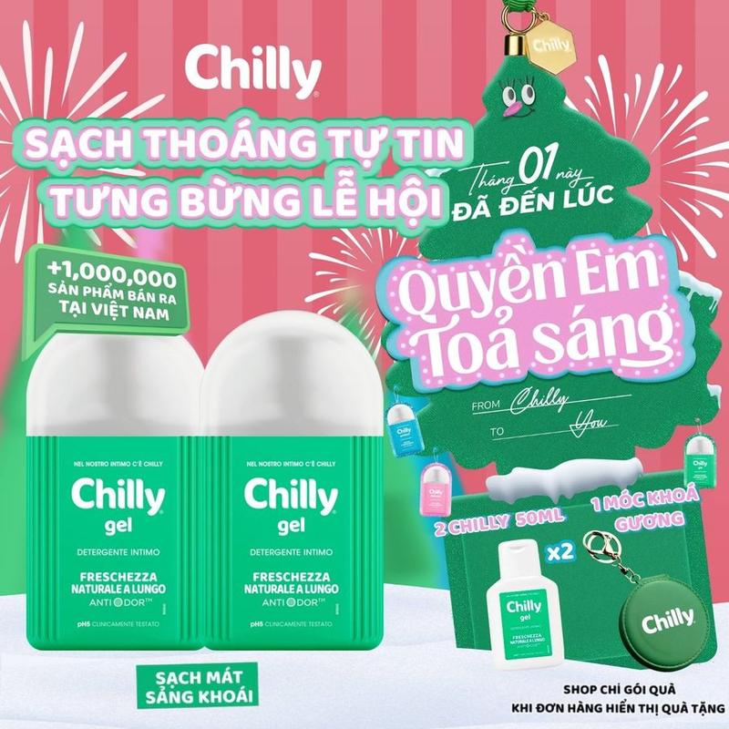  Combo 2 lọ Dung Dịch Vệ Sinh Phụ Nữ Chilly Gel chiết xuất bạc hà se lạnh bùng tươi mát chai - Lọ 200ml 
