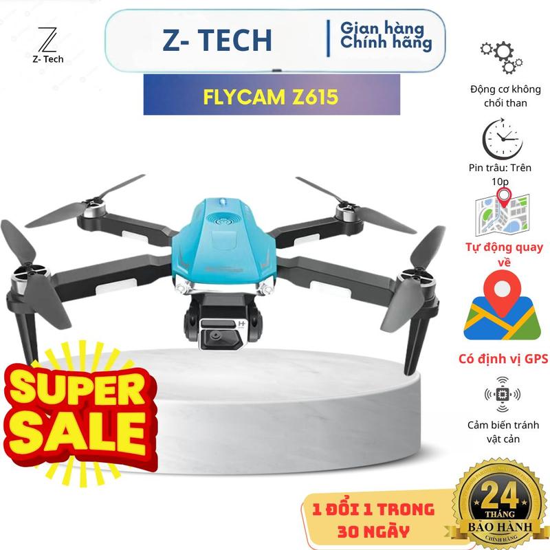 Flycam Z615, Drone Chụp Ảnh Giá Rẻ Có GPS Tự Động Quay Về Khi Mất Sóng Hay Sắp Hết Pin, Thời Lương Pin Khoảng 15 Phút, Camera Ổn Định, Động Cơ Không Chổi Than Cản Gió Tốt, Cảm Biến Bụng Giữ Vị Trí Đèn pro  max fly  cam giare