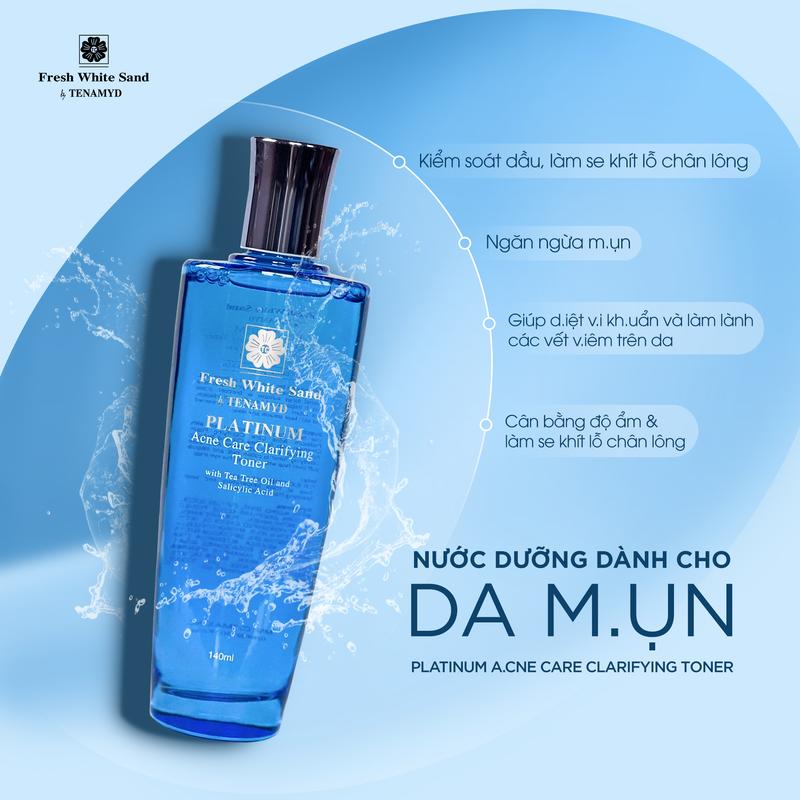 Product Introduction of Toner cho da mụn Fresh White Sand By Tenamyd Platinum Acne Care Clarifying kiềm dầu, ngăn ngừa mụn, kháng khuẩn 140ml 5