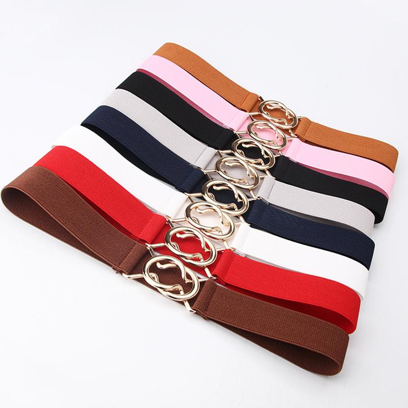 Product Introduction of Women's Elastic Waistband with Adjustable Metal Buckle Wide Belt For Dress Coat Accessories Waistband Corset Waist 29