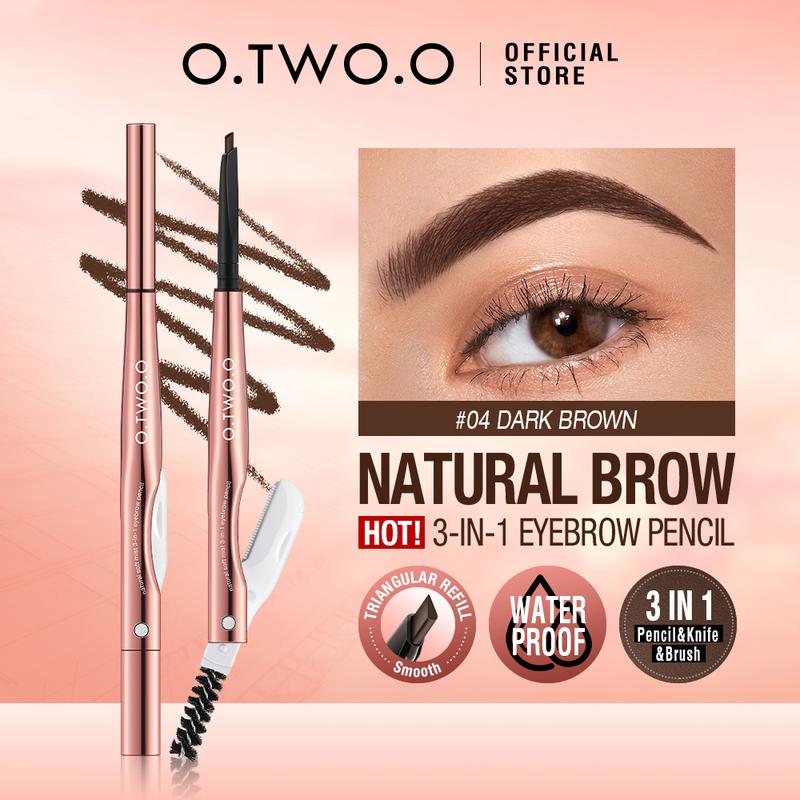Product Introduction of O.TWO.O 3 In 1 Eyebrow Pencil With Eye Brow Razor Waterpoof 24HR Naturally Defined 0.5mm-4mm Easy to Makeup Kits 0