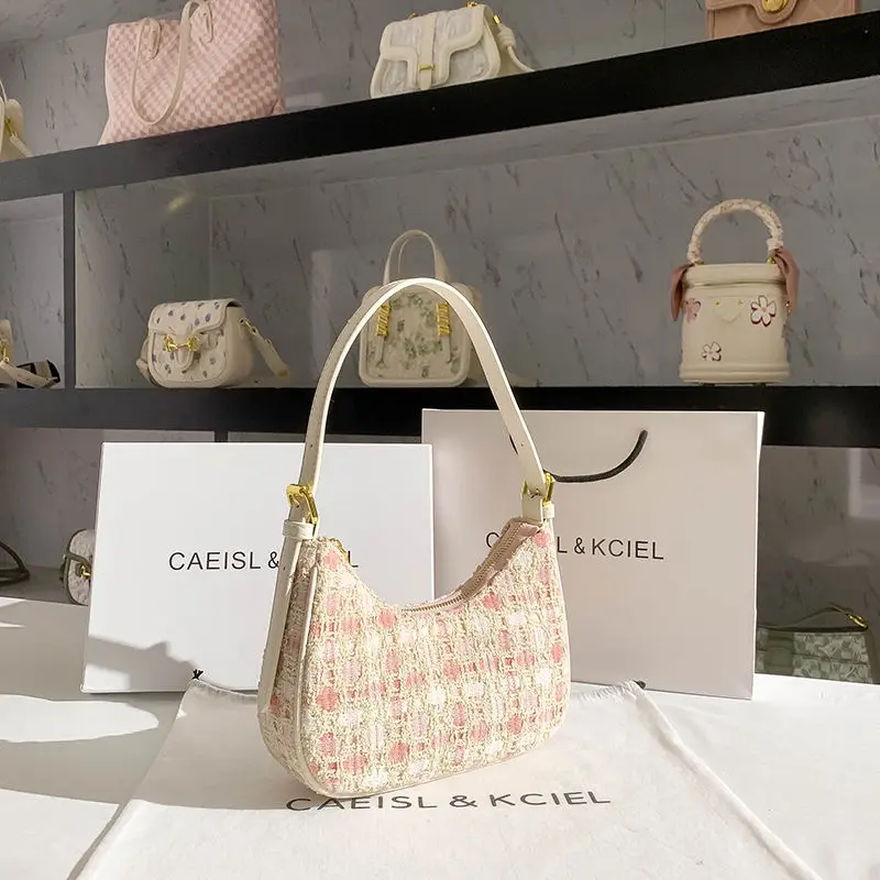CAEISL & KCIEL-Túi Nữ, Thiết Kế Độc Đáo, Dệt Lưỡi Liềm, Túi Kẹp Nách Một Vai Mới, Mùa Hè 2024