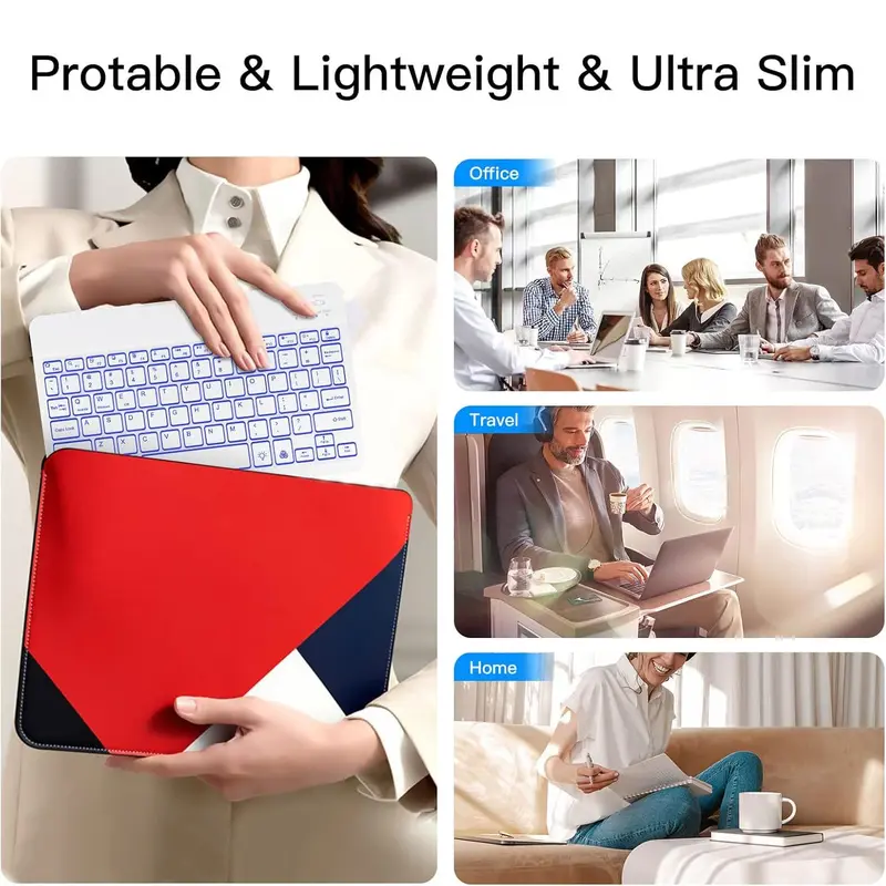 Wireless Keyboard & Mouse Combo, 1 Set Rechargeable Wireless Keyboard & Mouse with 7-color Backlit, Compatible with iPadOS/iOS/Android/Windows 8