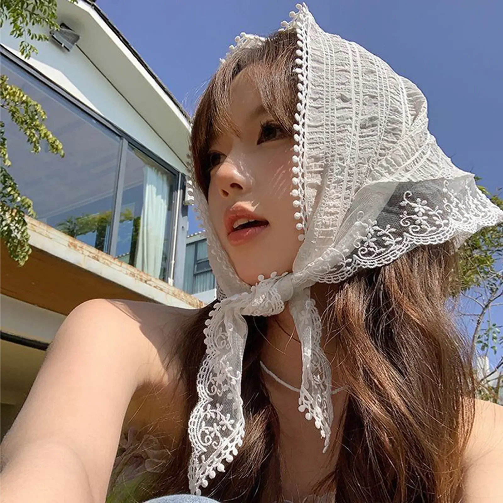 Wide Elastic Lace Headband fo Women Stretch Lace Head Coverings for Women Travel Photography