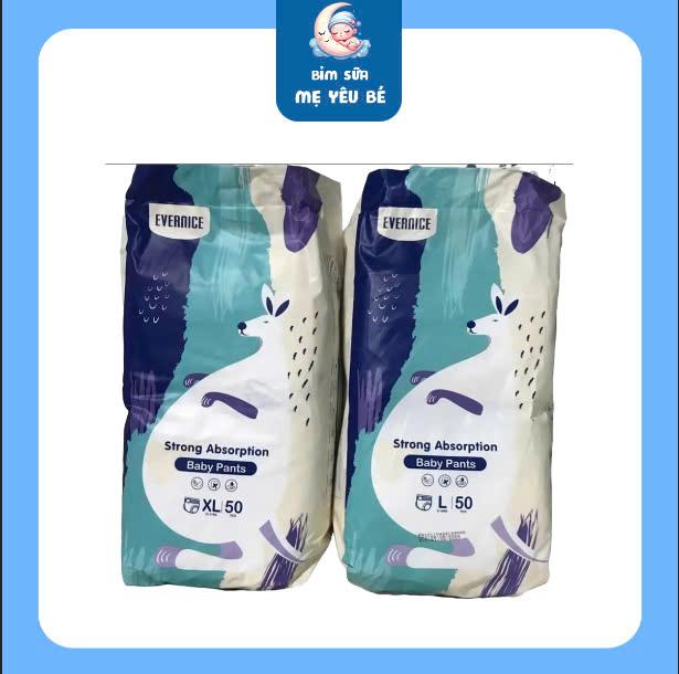 Combo 100 bỉm Evernice mỏng nhẹ, có dải keo cuốn dành cho bé tè nhiều Kem