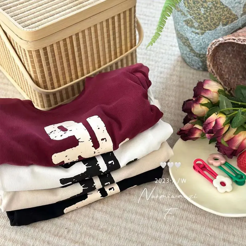 Áo Thun Dài Tay Cho Bé Gái, Phong Cách Hàn Quốc Mới, Thích Hợp Cho Mùa Xuân Và Mùa Thu, Áo Sơ Mi Lớp Nền Cho Trẻ Em Trung Và Lớn, Áo Dễ Phối Đồ Thường Ngày Hợp Xu hướng Quần Áo Trẻ Em 2