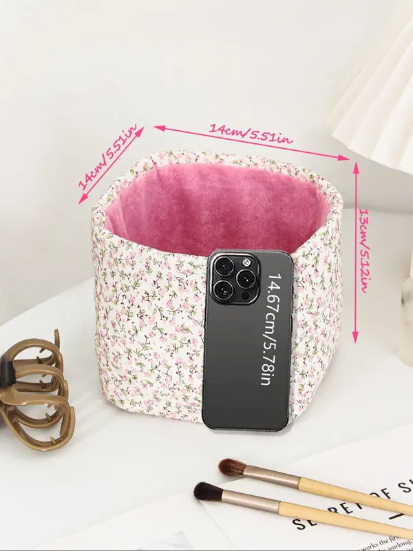 Floral Pattern Makeup Bag, Floral Quilted Makeup Bag, Makeup Organizer, Travel Bucket Bag, Beach Daily Commuter Floral Tote Bag, Girls Women Bridesmaid Birthday Gift 1