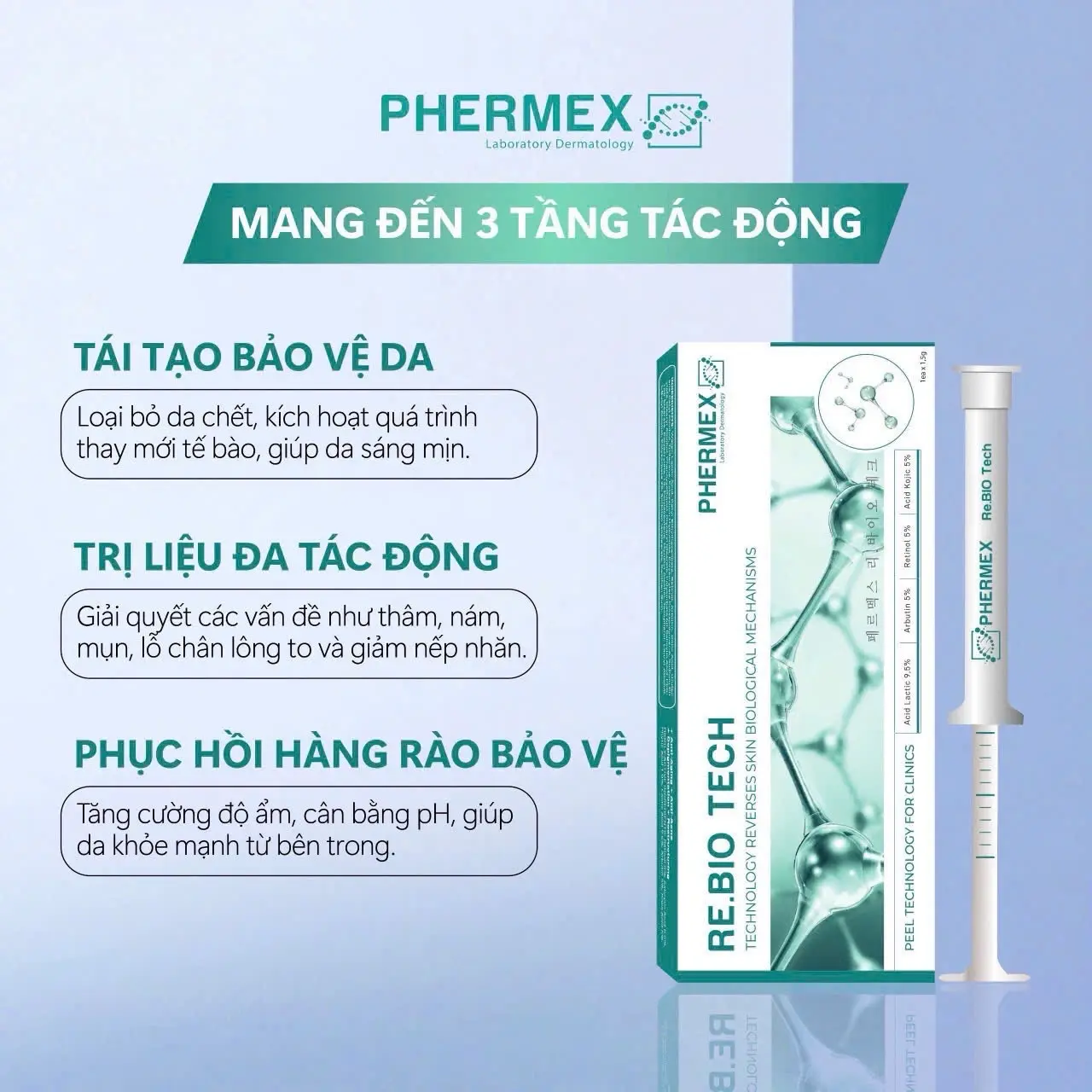 Peel Tế Bào Thế Hệ Mới PHERMEX‍️ SIÊU ÊM SIÊU CĂNG BÓNG- CỦA ĐỈNH Peel Da 1.5ml
