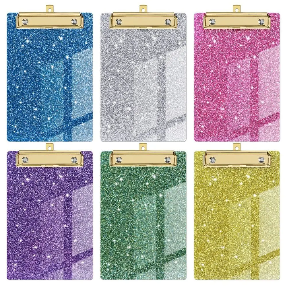 Durable With Low Profile Clip Glitter Writing Clipboard Paper Organizer Writing Tablet Flash Memo Clipboard Arcylic Menu Folder Drawing