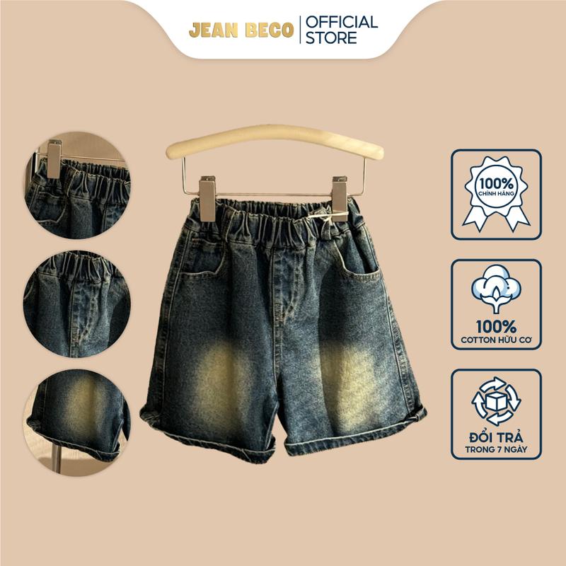 Quần short lửng JEANBECO, Short Jeans lửng cho bé trai và bé gái phong cách hàn quốc từ 10-40kg QSJ-03