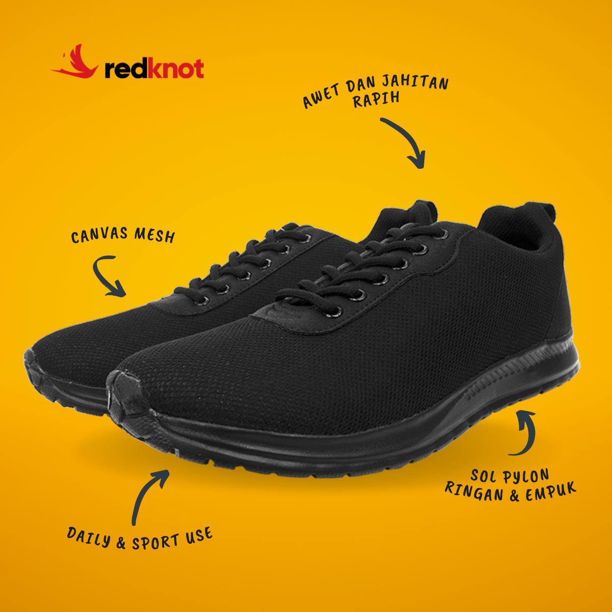 Redknot Expansion Hitam Sol Hitam - Sepatu Sneakers Pria Ringan