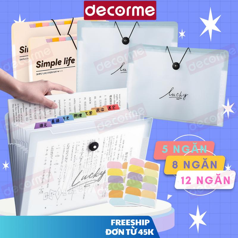 Túi đựng tài liệu DecorMe tệp nhiều ngăn kẹp file A4 phụ kiện văn phòng phẩm