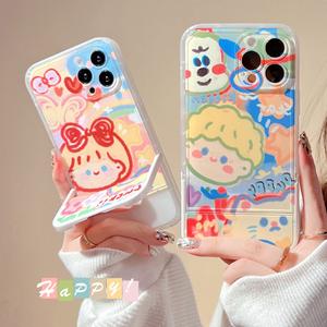 Ốp Điện Thoại Di Động Graffiti Cặp Đôi Hoạt Hình, Tương Thích Với iPhone 13 Pro Max, iPhone 14, XR, Ốp Mềm, Có Giá Đỡ Vô Hình, Thiết Kế 16