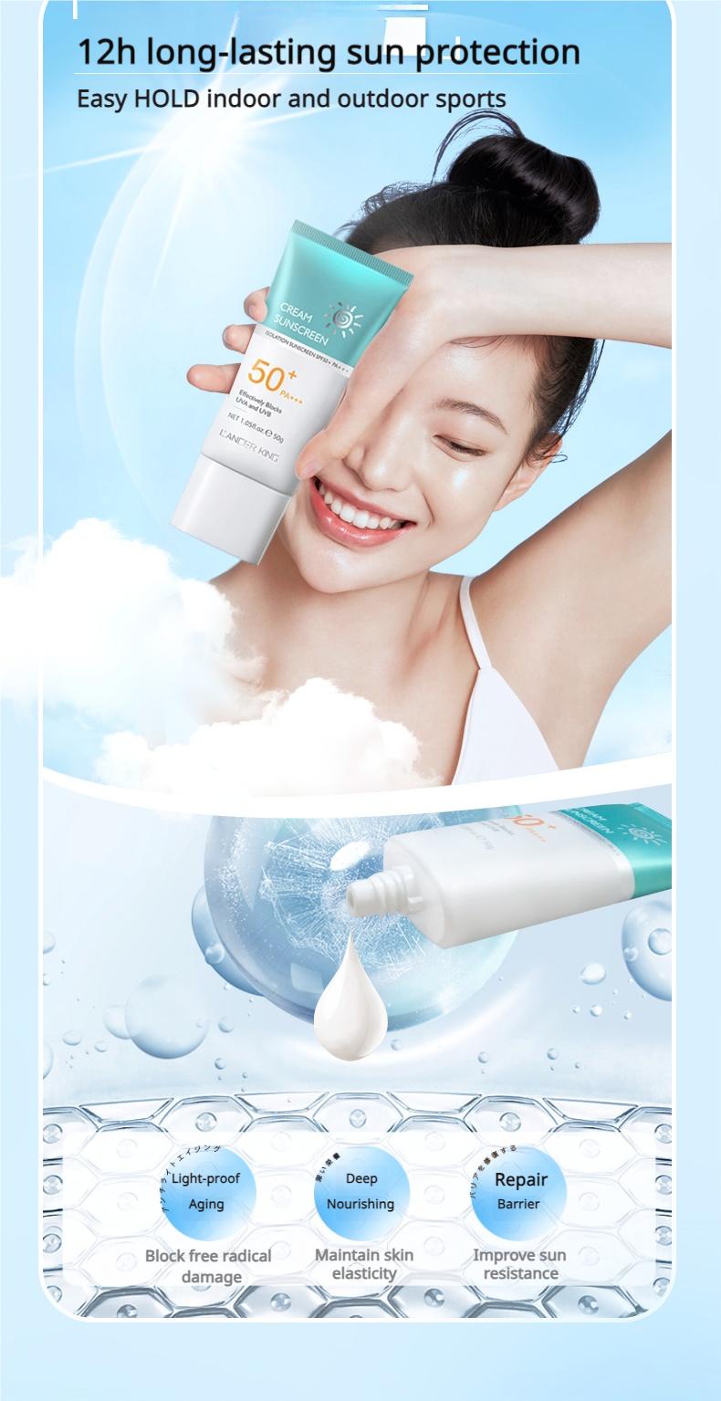 Product Introduction of Kem chống nắng Lancer King dưỡng ẩm tạo cảm giác không khí cao chống nắng không thấm nước và chống mồ hôi làm mới không nhờn cơ thể và khuôn mặt kem chống nắng hai trong một 11