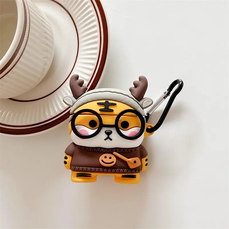 Vỏ AirPods, Thiết Kế Hổ Sừng Hoạt Hình Dễ Thương, Thích Hợp Cho Apple AirPods 4, AirPods Pro 2, AirPods Pro 3, AirPods 1, AirPods 2, Vỏ Tai Nghe, Vỏ Bảo Vệ Tai Nghe Bluetooth Không Dây Phụ Kiện