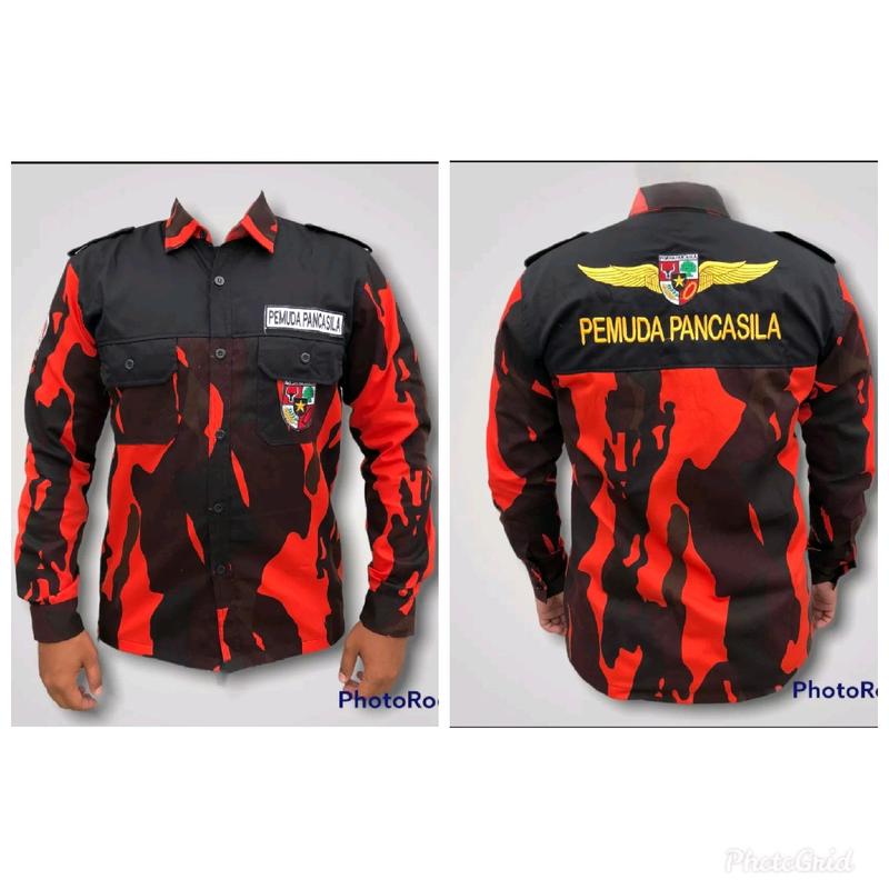 kemeja Pemuda Pancasila Lengan panjang Wing Bordir/Kemeja Loreng PP Lengan Panjang/Kemeja Pdl PP Kain Katun Lembut Soft 3