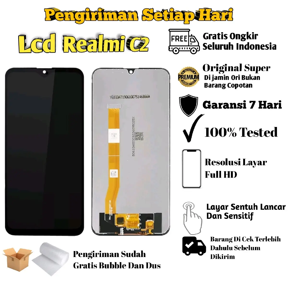 Lcd Touchscreen KOMPATIBEL FOR Realmi C2 Original FullSet / Lcd Realmi C2 Original Garansi Pabrik