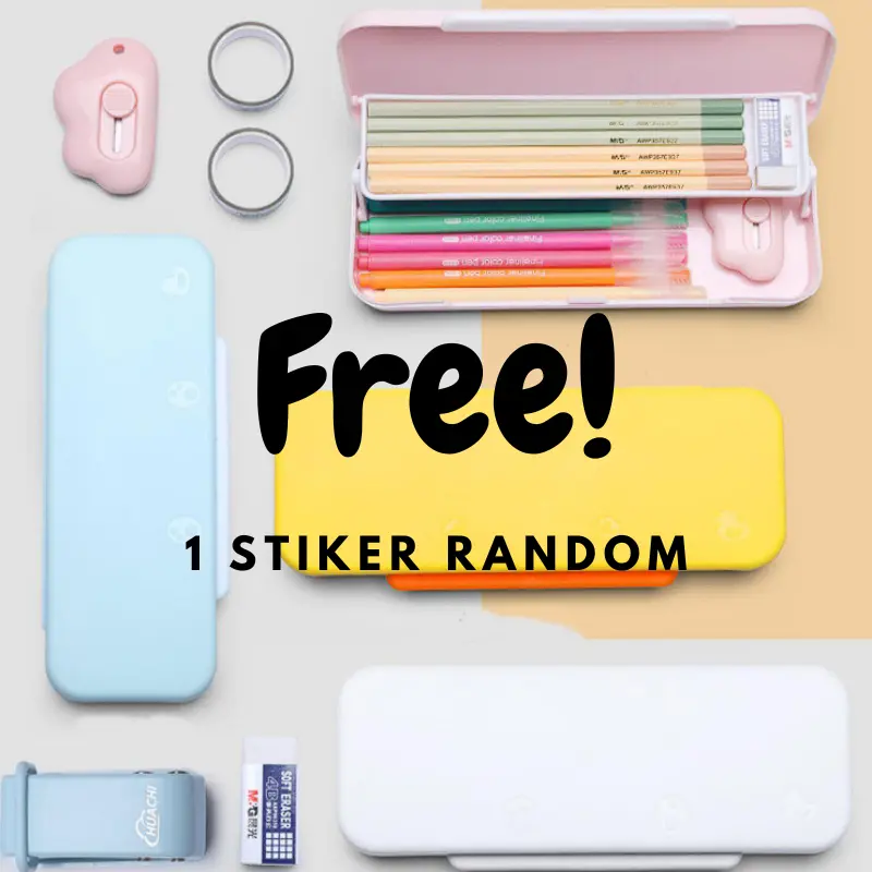 Tempat Tepak Kotak Pensil Anak Korea Aesthetic Free Stiker PC0010 stationery 0