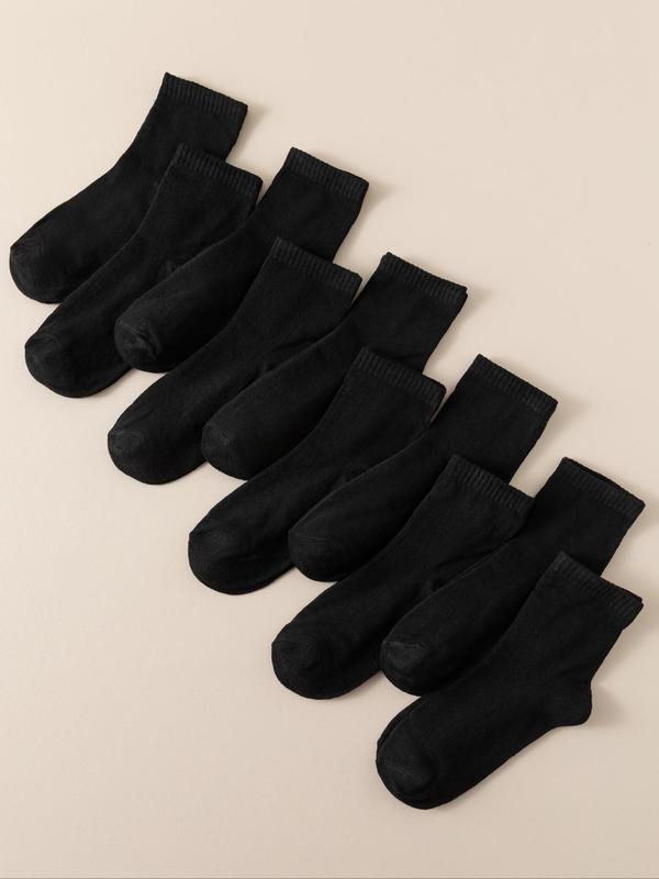 Women's 10 Pairs Solid Crew Socks, Business Casual Comfy Mid-calf Socks for Daily Wear, Women Socks for All Seasons 0