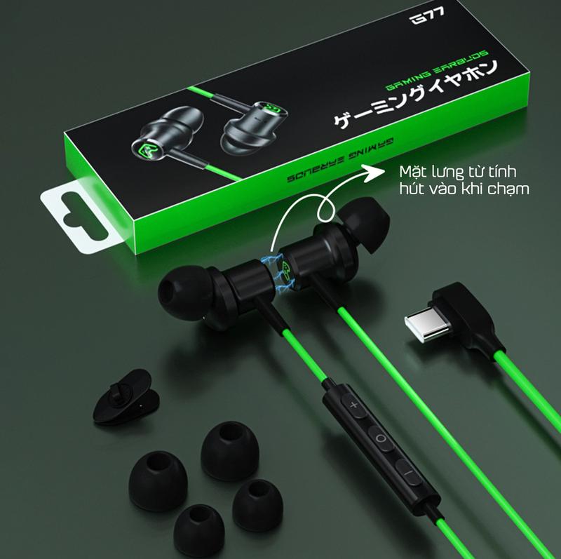 Tai nghe Type C gaming G77 tích hợp DAC tương thích mọi thiết bị chuyên dụng nghe nhạc chơi game Nhét Tai