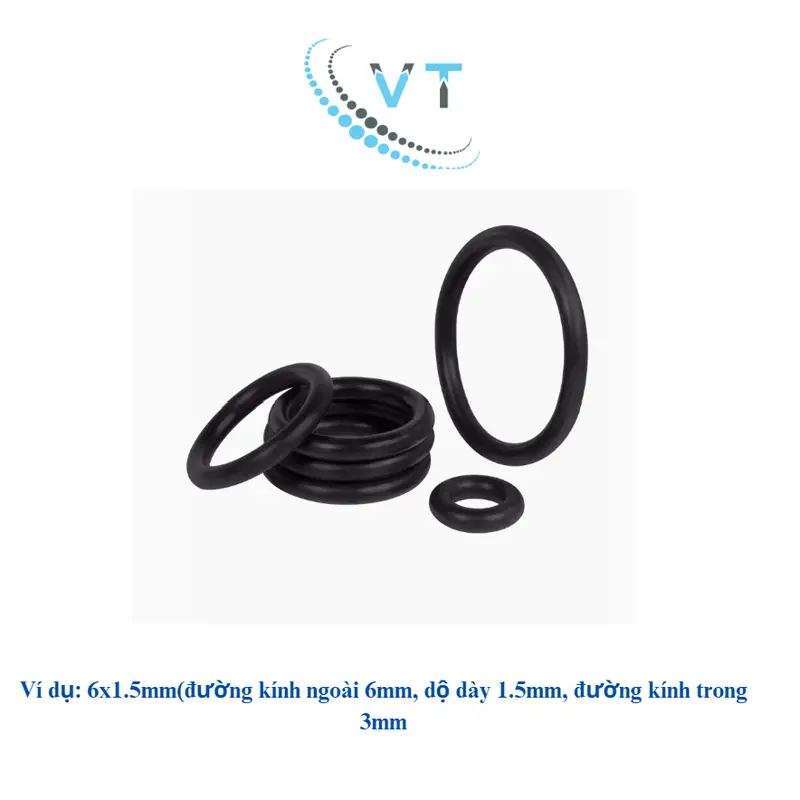 Gioăng cao su Oring NBR, Dày 1.5mm, Đường kính ngoài từ 6mm đến 20mm(túi 20 sợi) 3