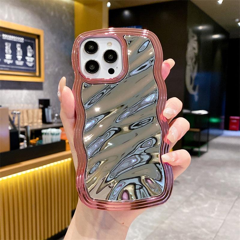 Product Introduction of Electroplating wavy edge is suitable for iphone15promax/15pro/15/14/14 promax/14pro/13promax/13/13pro/12/12promax/12pro/11 two-in-one women's mobile phone case 5